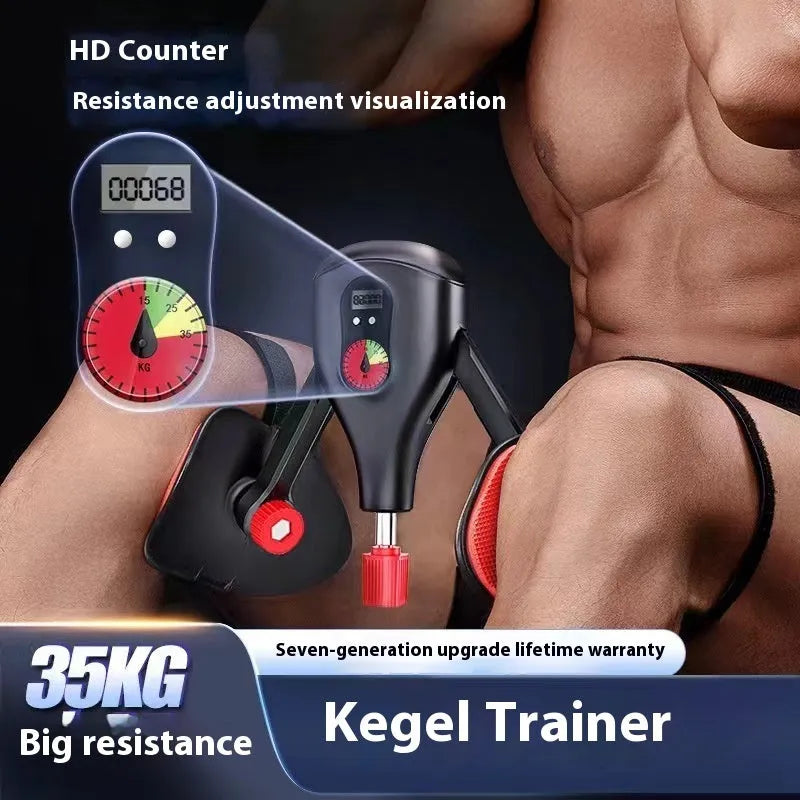 Men's black Kegel trainer exercise equipment for PC muscle and pelvic floor strengthening.
