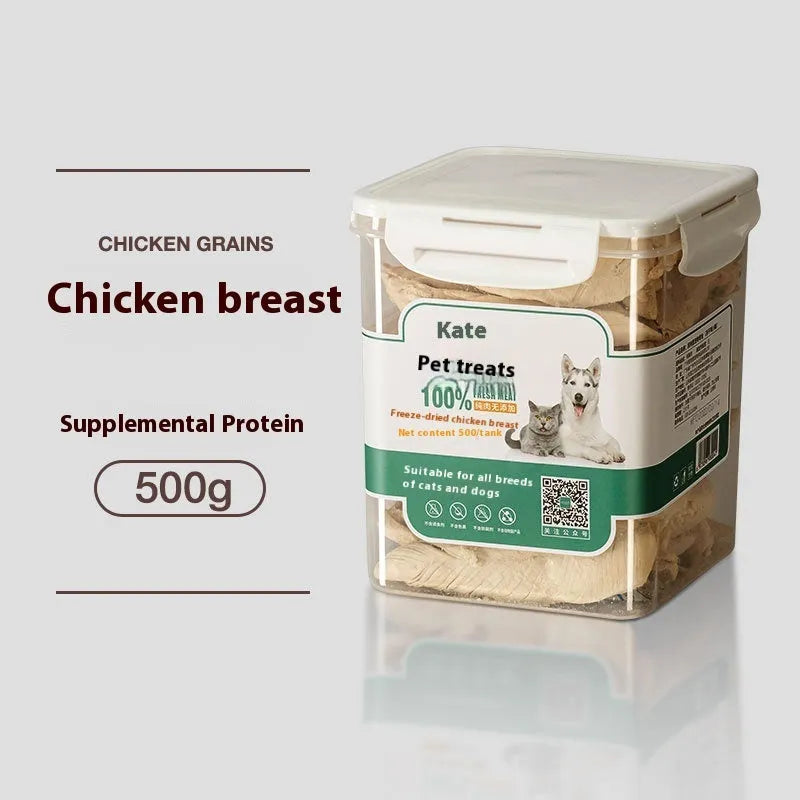 500g bag or can of freeze-dried chicken grain cat treats without shreds