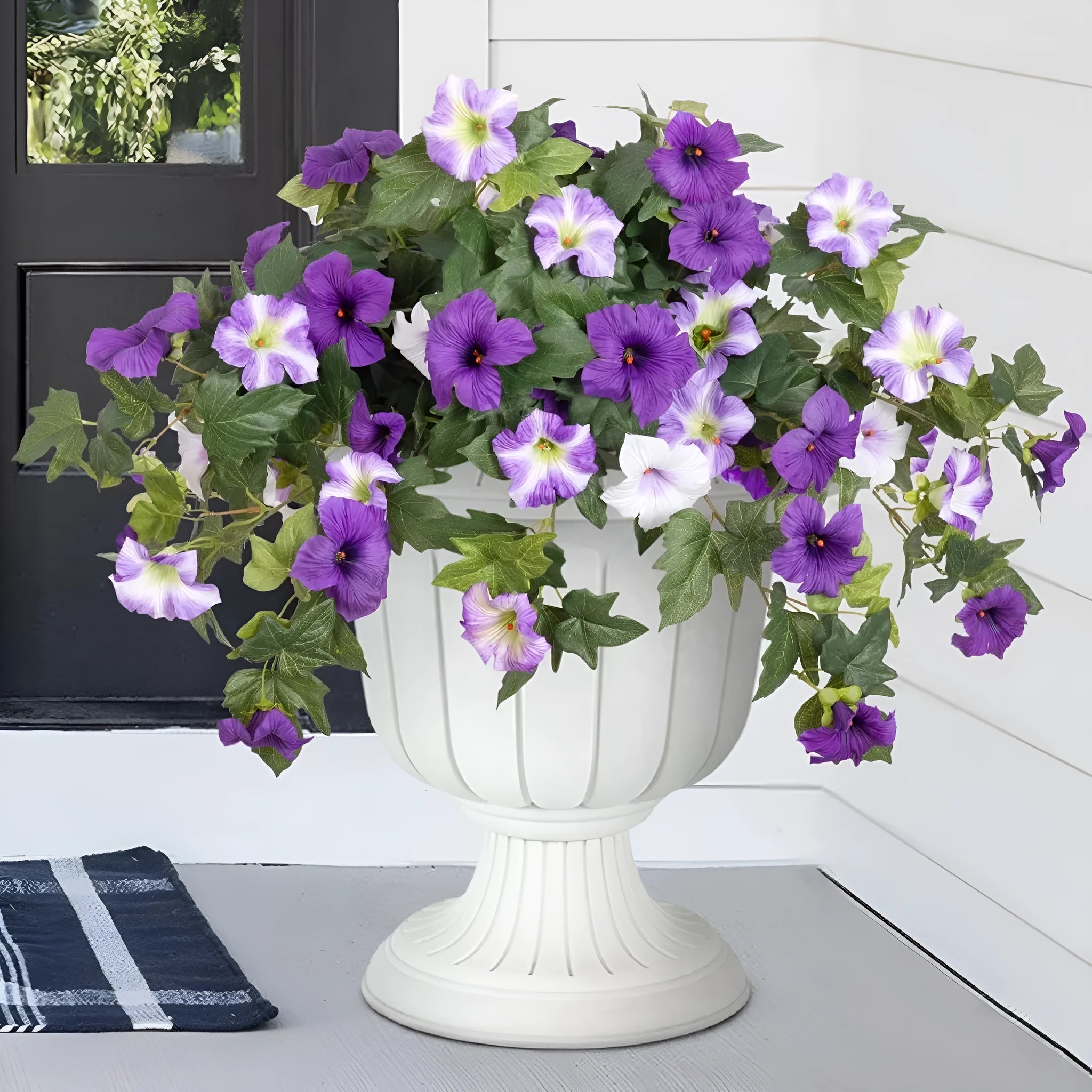 Plastic European courtyard garden flower container with 12-fork design in rose colour