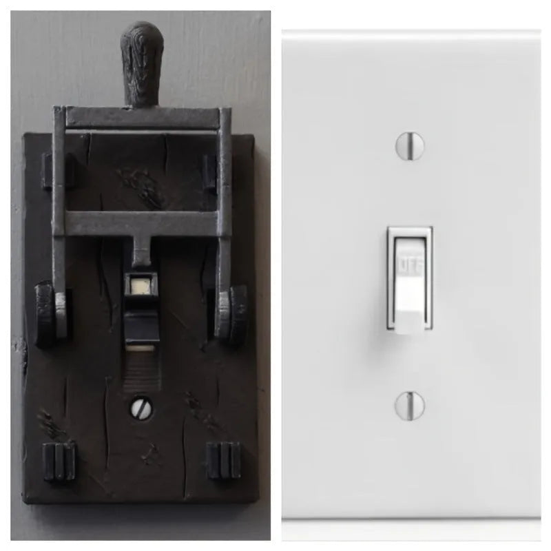DZ1V1 retro decorative mechanical light switch with white PLA plastic shell