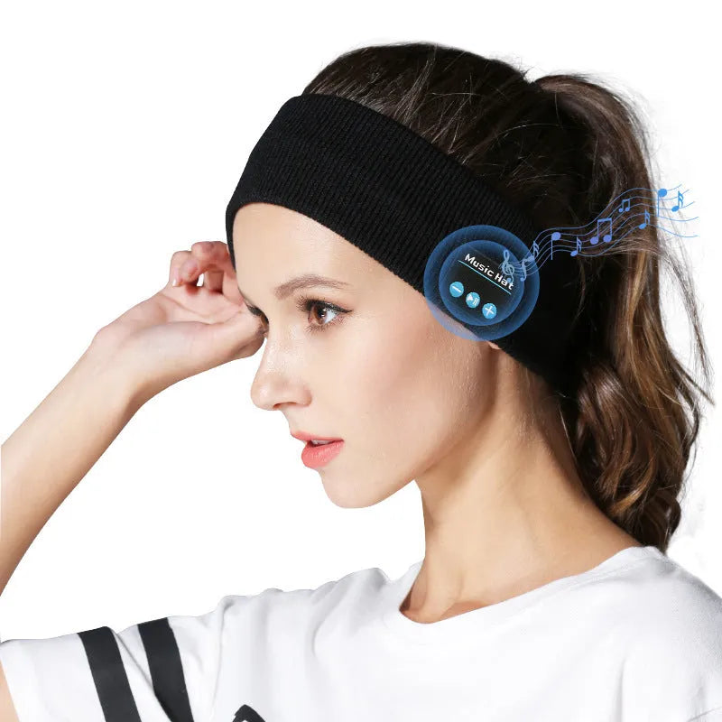 Bluetooth 5.4 sports headband with integrated headphones in black, dark grey and grey-white colours