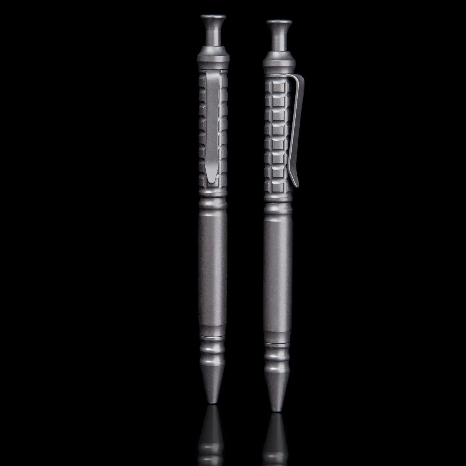 Gunmetal grey titanium alloy tactical push-action pen with 0.5mm nib