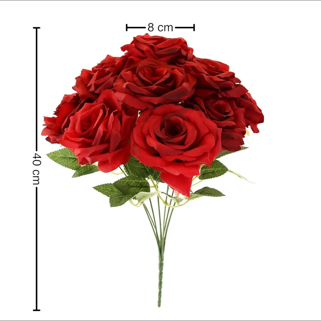 9-Head Silk Flower Row Bundle for Wedding Hall Decoration Photography Props Home Use 14 Colour Options Black Bright Red Champagne Cloudy Blue Coffee Green Light Blue Light Pink Orange Powder Core Purple Rose Red White Yellow