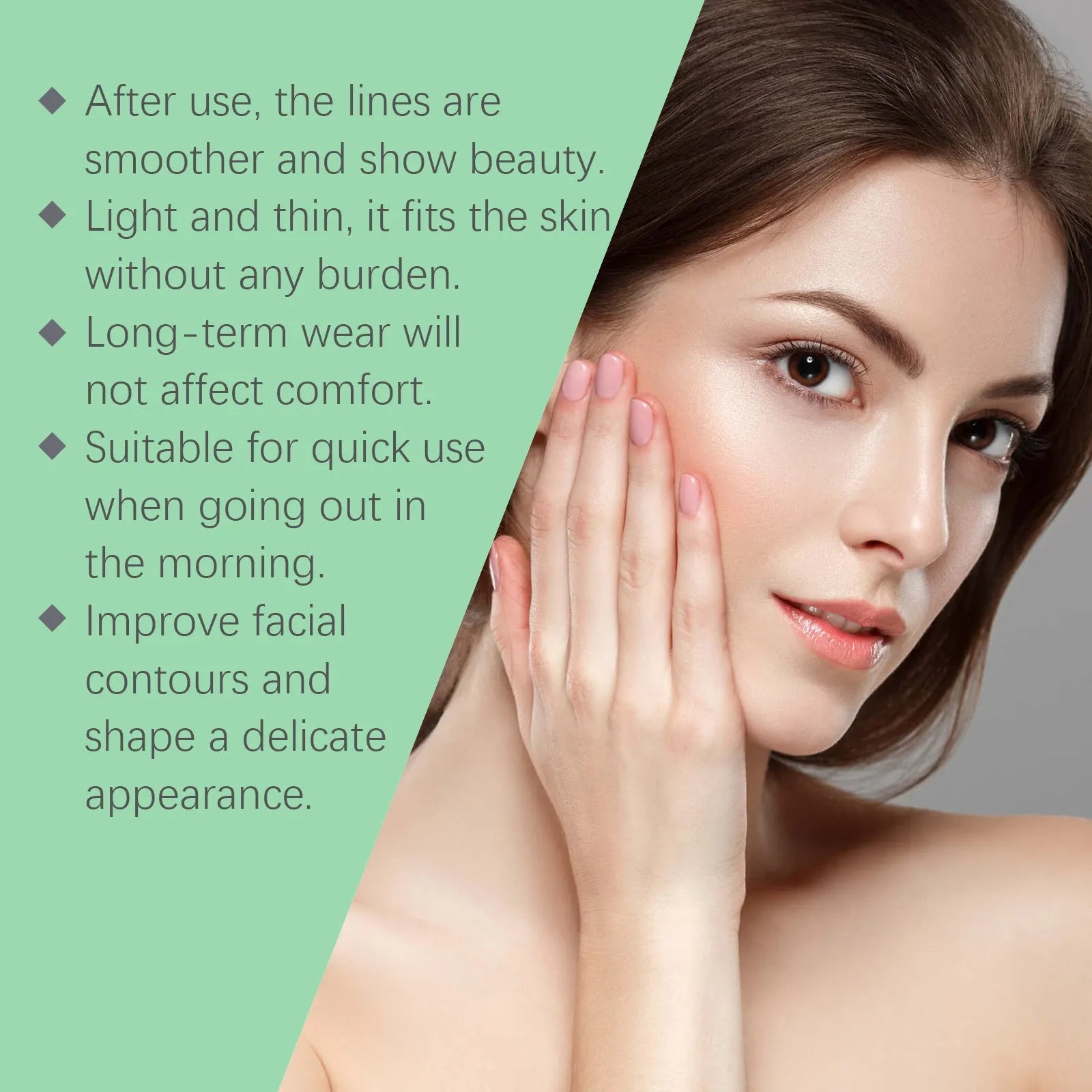 Invisible face lift tape kit with collagen and hyaluronic acid ingredients for facial contouring