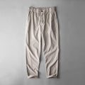 Men's linen casual trousers in solid colour with mid waist design available in three colour options