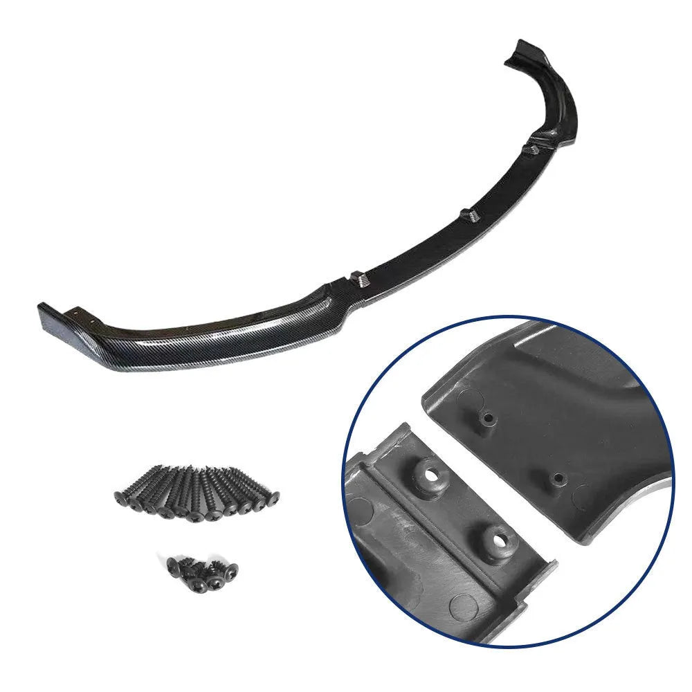 Black polypropylene front bumper lip spoiler for BMW F30 F35 3 Series measuring 96cm long
