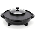Black multifunctional electric pot with grill for hot pot and teppanyaki cooking