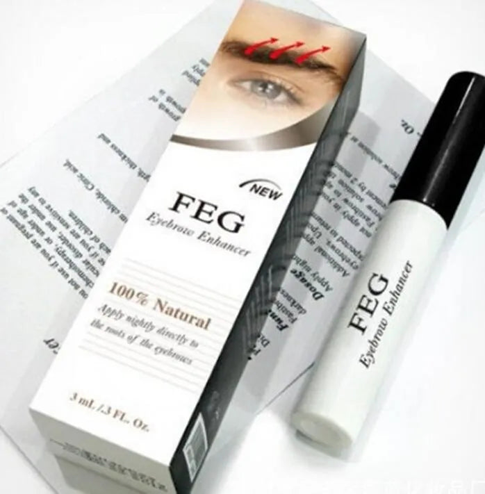 FEG Eyelash Enhancer 30ml bottle, paraben-free serum for lashes and brows, shown with applicator