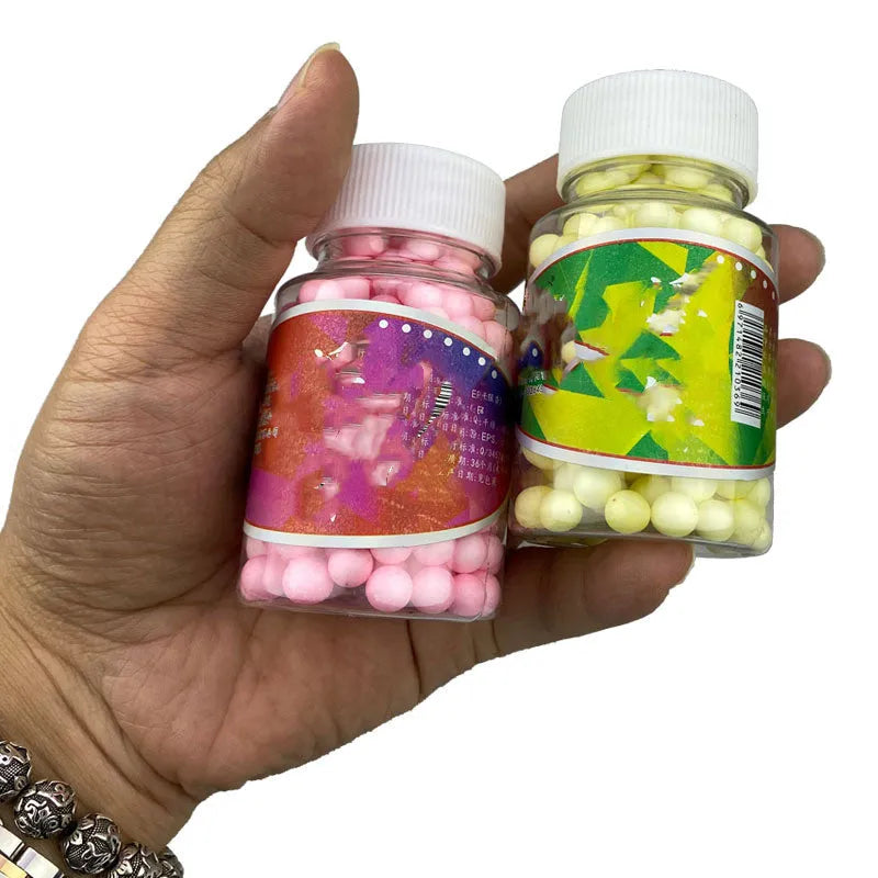 European style carp floating foam bait soft bead in yellow fruit sweet and pink smell, 4-6mm and 7-9mm grains