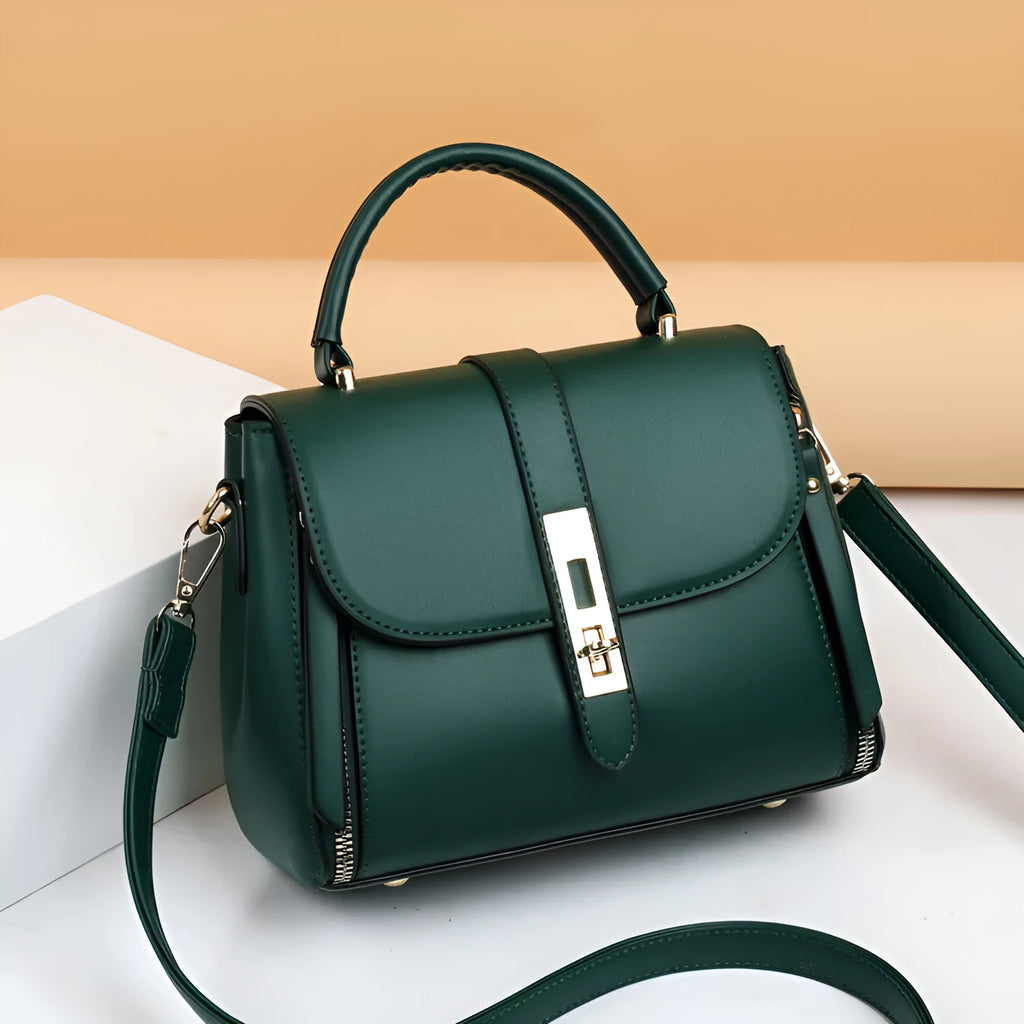 Soft PU leather women's messenger bag in square vertical design with adjustable shoulder strap