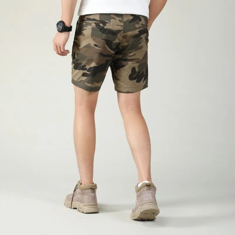 Cotton camouflage summer shorts with zip fly in multiple colour options