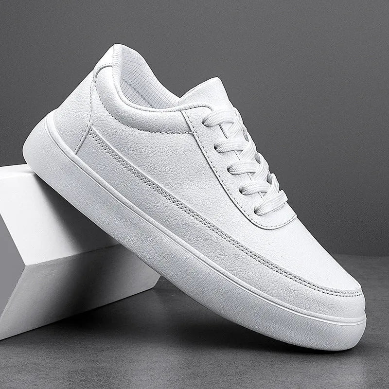 Women's leather flat casual shoes with lace-up front in white, silver, or gold colour options