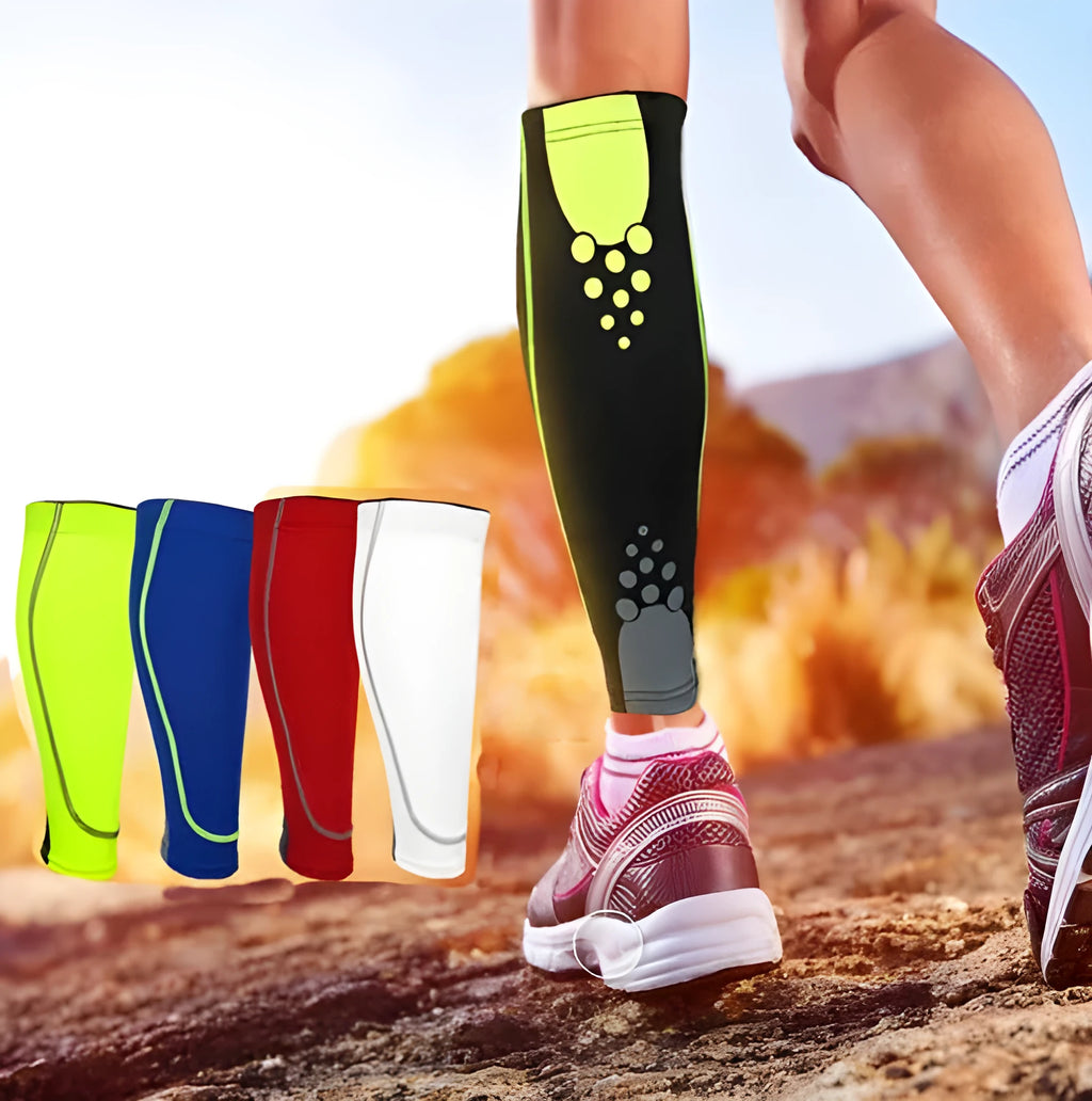 Knitted polyester Lycra calf support sleeve, 29-31cm, in seven colours and sizes M, L and XL