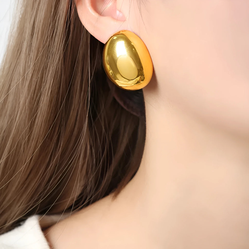 Geometric stainless steel ear studs with glazed surface in DFE139 electroplated colour