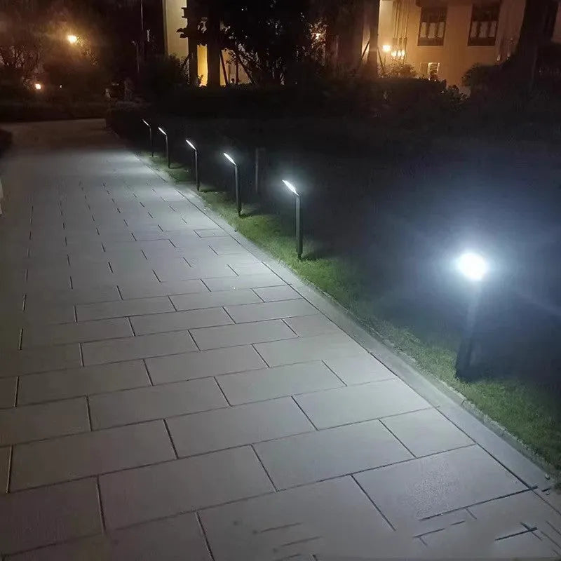 T-shaped LED solar lawn lamp 1.8W IP65 with RGB colour fixing option for outdoor garden use