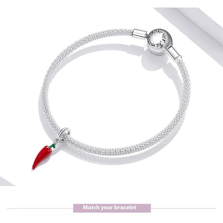 Korean style pepper leaf pendant in S925 sterling silver with electroplated BSC461 colour finish