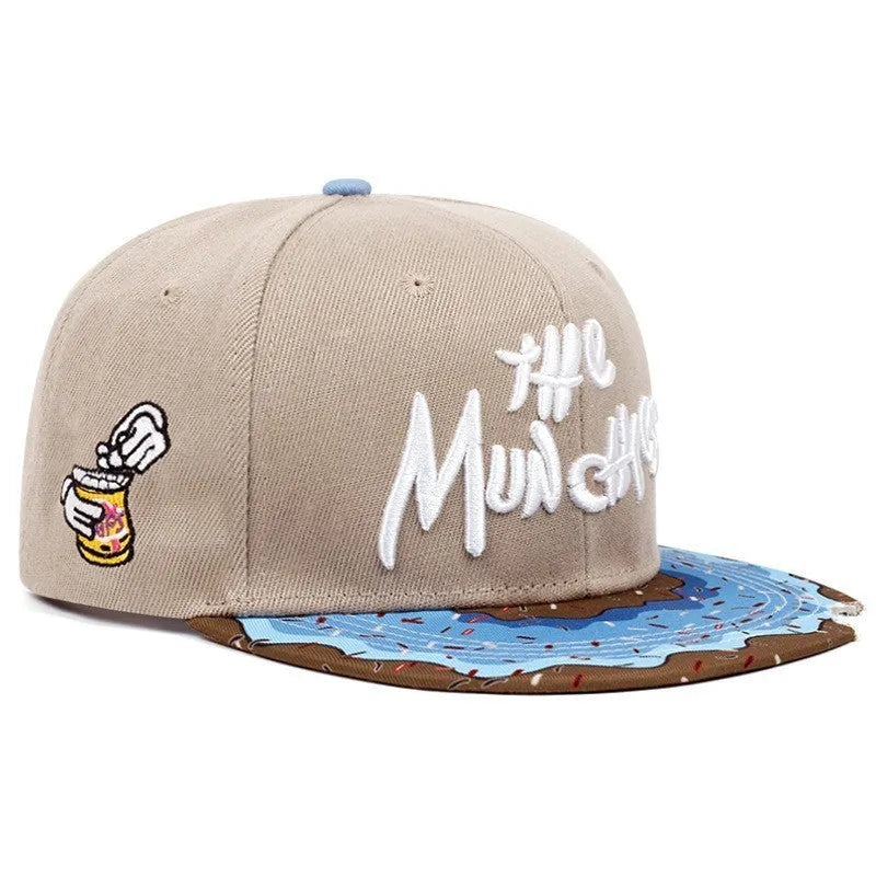 American-style flat brim cap in polyester with dome top and notched brim, available in five colours.