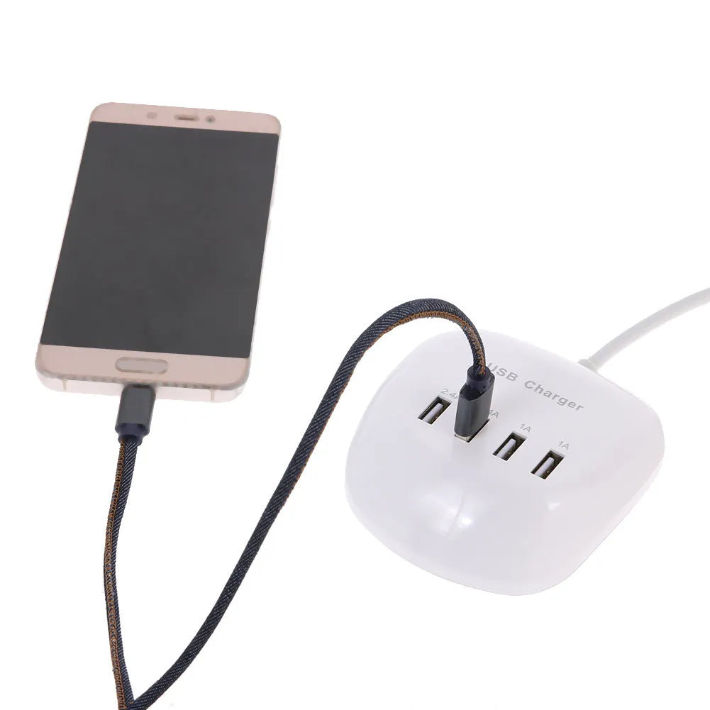 White USB wall charger with either EU or US style plug pins.