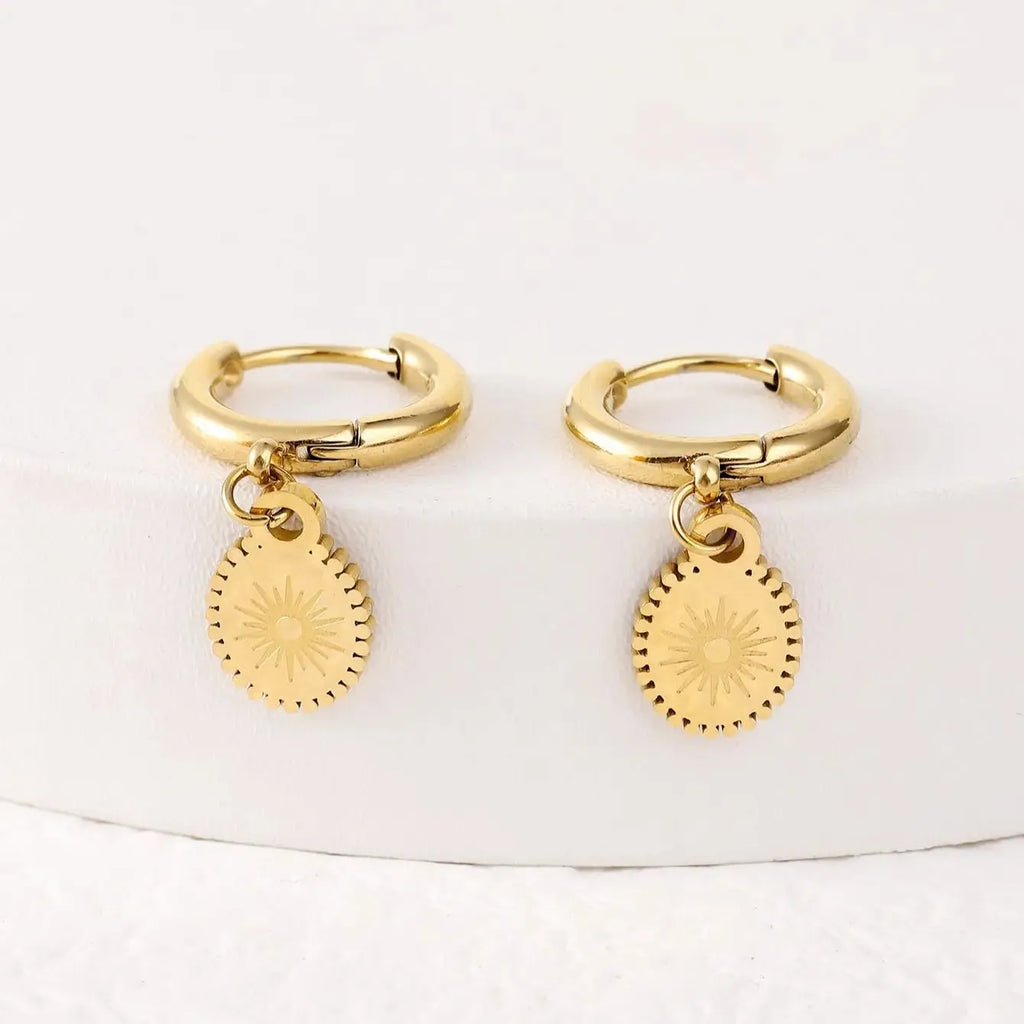 Women's stainless steel geometry earrings with ellipse design in XY-EH005 colour