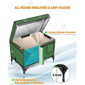 Green foldable cloth cat cage with insulation, shown in a small size.