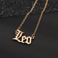 Alloy zodiac Old English pendant necklace showing a single zodiac letter on a chain