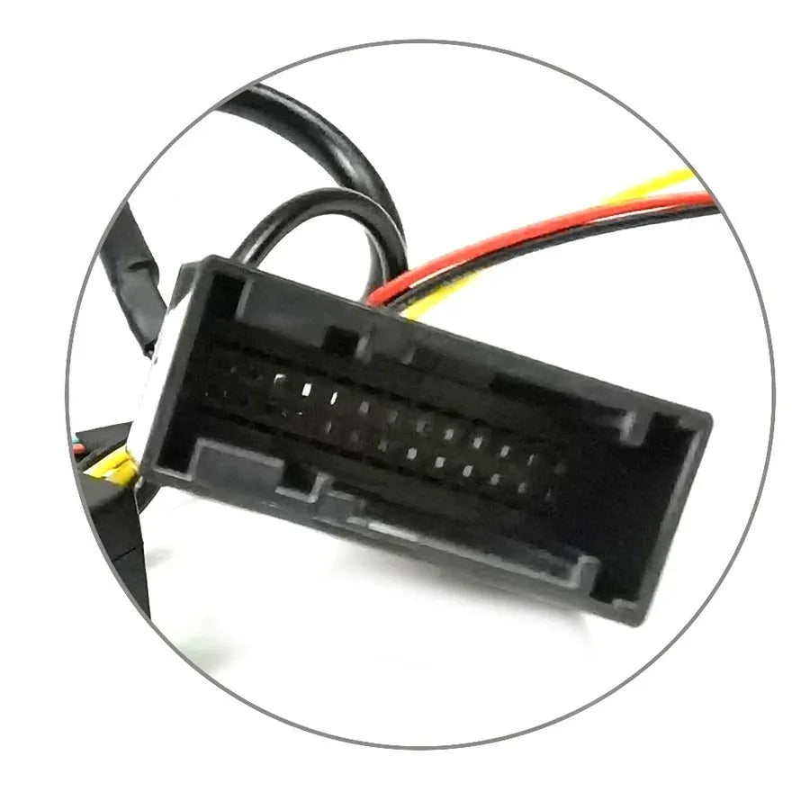 Black Volkswagen Skoda MIB host RGB camera signal conversion box for reverse camera installation.