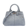 Women's denim blue PU shoulder handbag with polyester lining, standard size