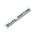 Tesla Model 3 dual motor performance bumper sticker in ABS plastic, showing matte black and red stripe option.