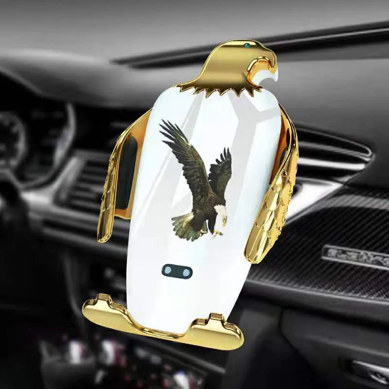 Wireless charging car phone holder with suction cup mount in Eagle design
