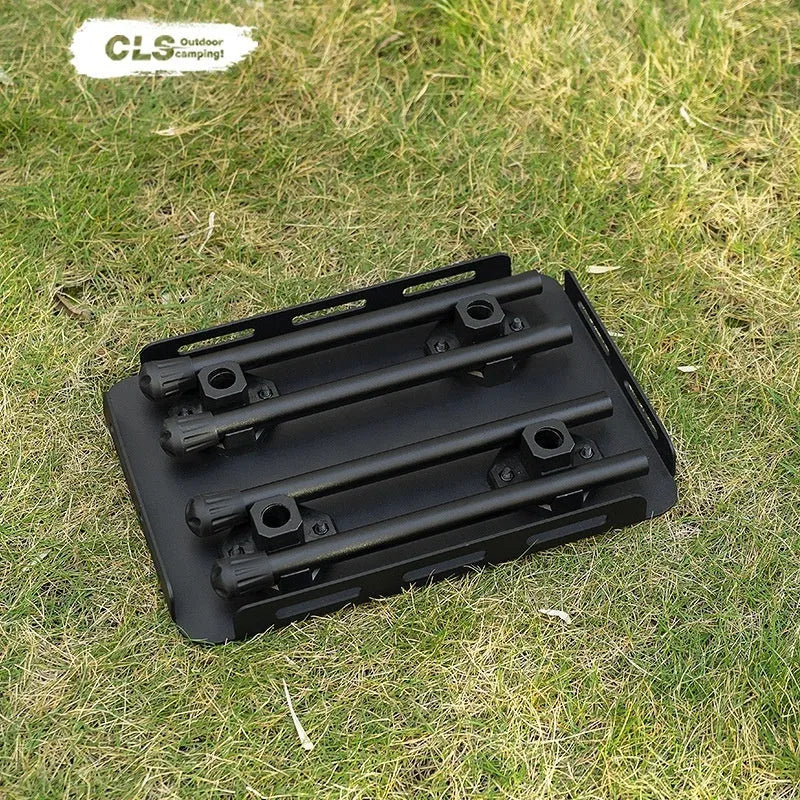 CLS aluminium dual-use folding camping stool and mini table in army green with storage bag