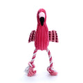 Pink corduroy animal-shaped dog toy with internal squeaker for bite-resistant play.