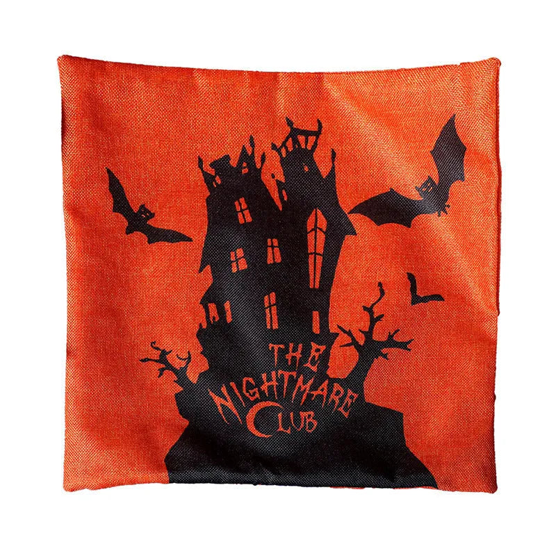 Halloween throw pillowcase 43x43cm square cloth cover with ghost design on sofa