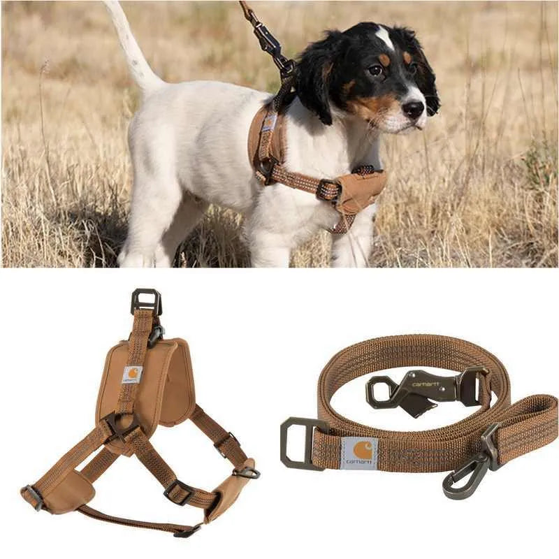 Dog chest strap training belt with reflective hand holding rope in sports style, showing M L XL size options