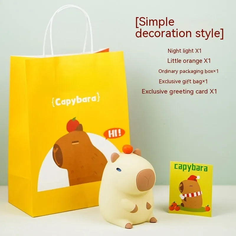 Capybara small night lamp decorative light with USB cable for charging
