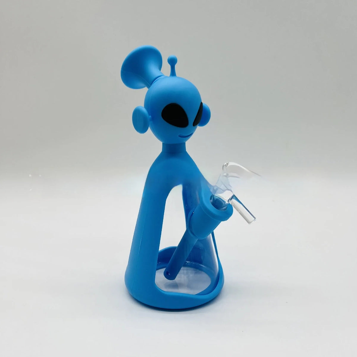 Glass silicone handheld smoking pipe in mixed colour, red, green, and sky blue options with glass bowl and silicone body.