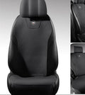 Ultra thin genuine fur tailored car seat cover in Hermes orange colour showing gradient hole design.