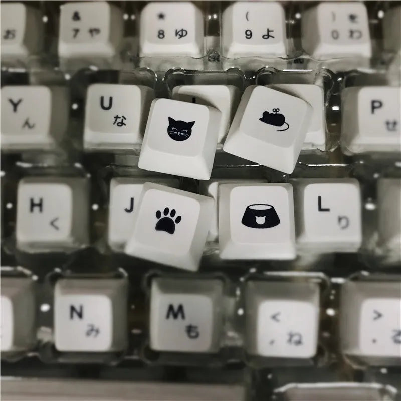 Japanese character mechanical keyboard keycap set with 100 white ABS keycaps and sublimation printing