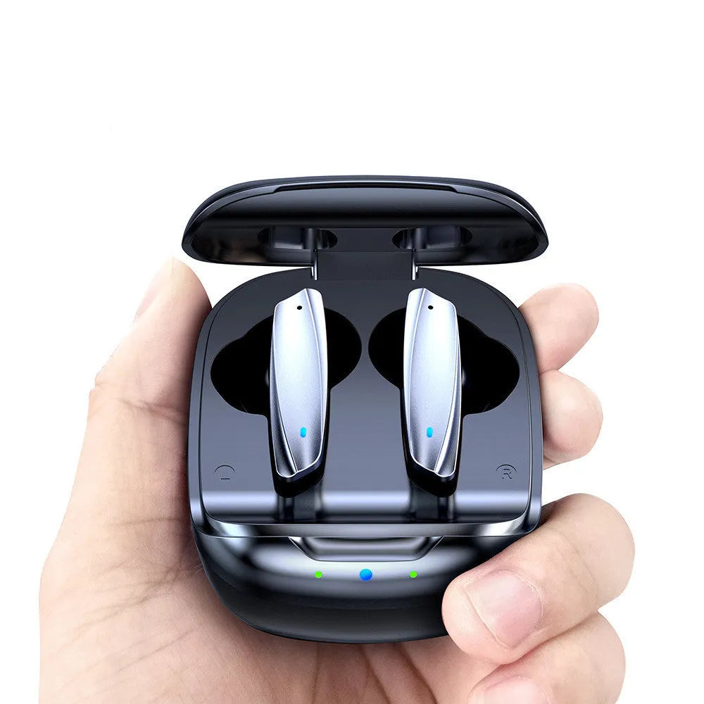 Black and white TWS Bluetooth 5.1 wireless in-ear headphones with USB charging case