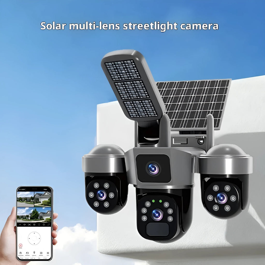 4G solar outdoor camera with full-colour night vision and two-way voice, 2.5 inch black ball ABS plastic housing