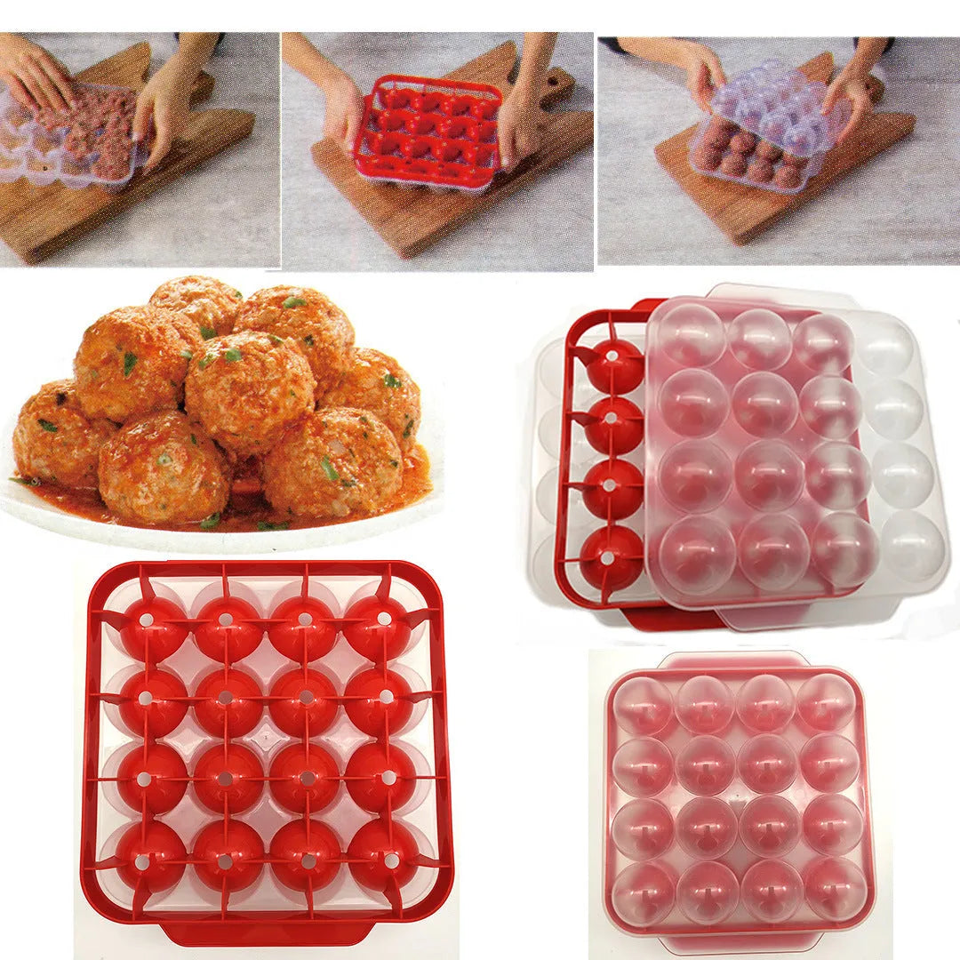 PP fish ball rice ball mold maker, 22 x 19.5 x 8 cm, in green, blue, yellow, or red