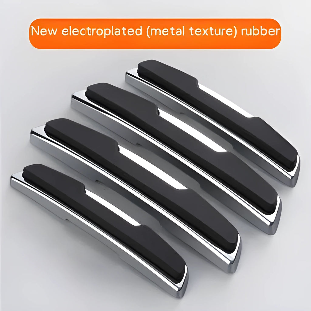 Black plastic silicone car door edge protection bumper strips, four pieces shown.