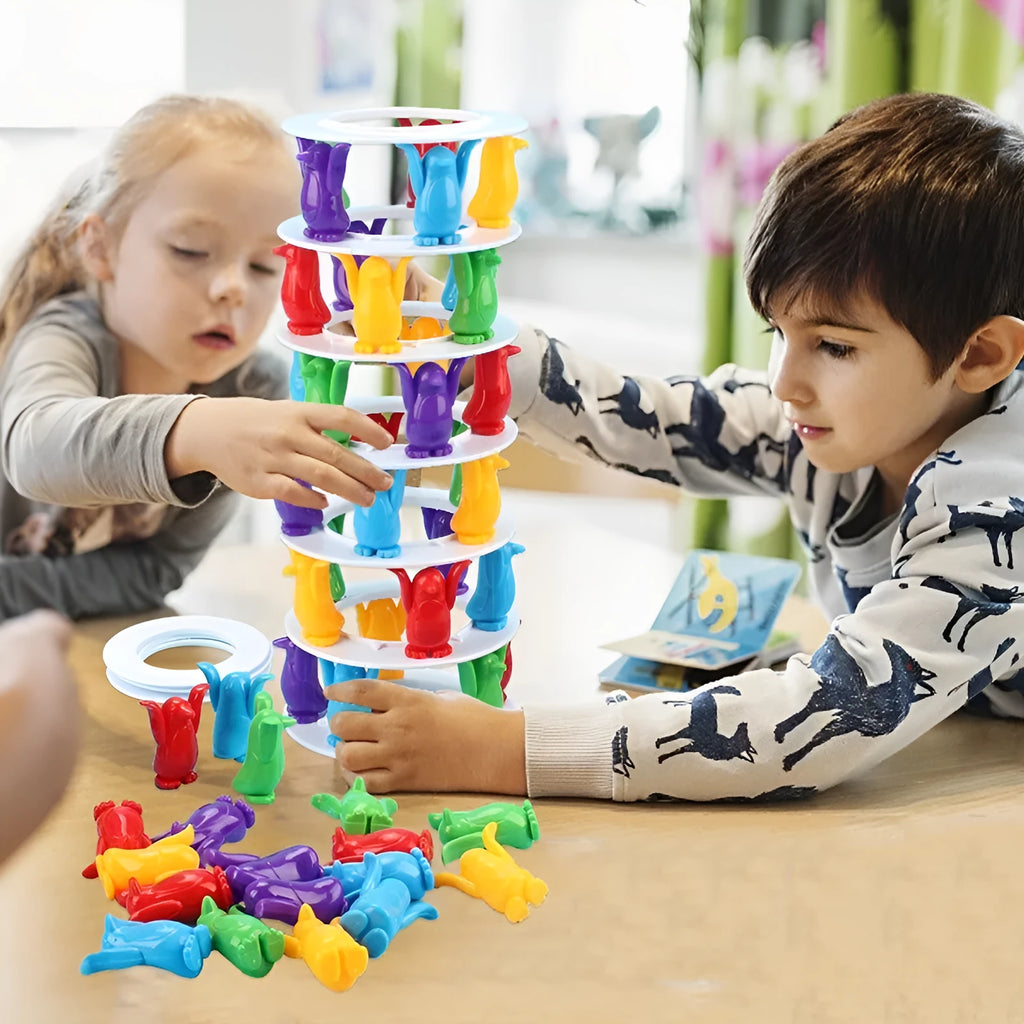 Penguin Tower Collapse desktop balance game, plastic stacking tower toy for children aged 4-6