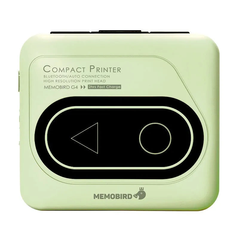 Avocado Green Bluetooth pocket thermal mini printer next to a mobile phone