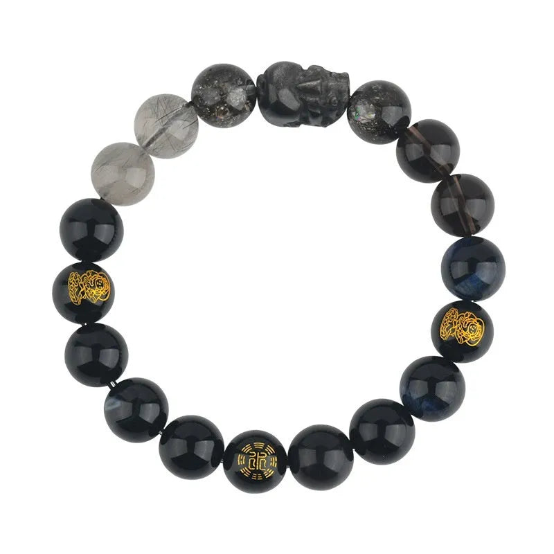 Handmade Five Elements crystal bracelet showing national style design with geometric shapes