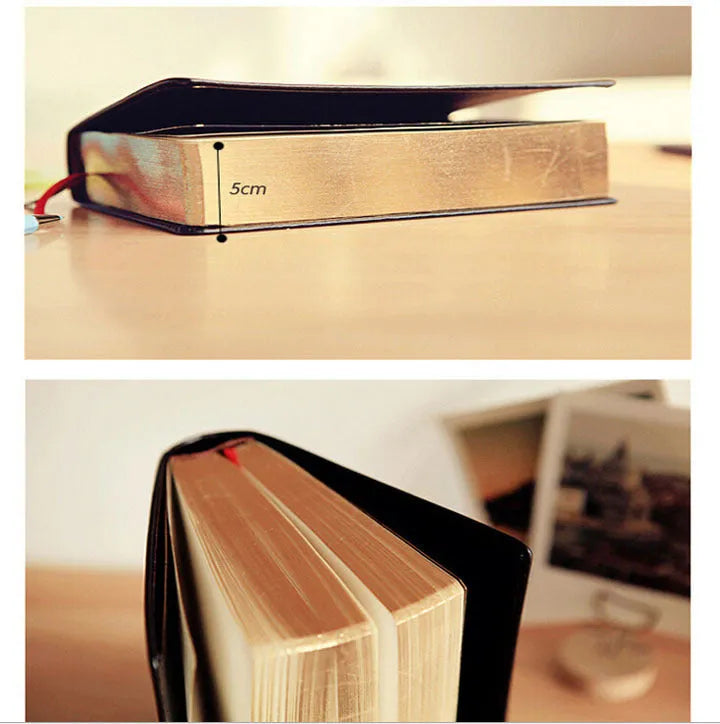 Large thick leather Phnom Penh notebook in A6 size with gold cover and 480 pages of writing paper