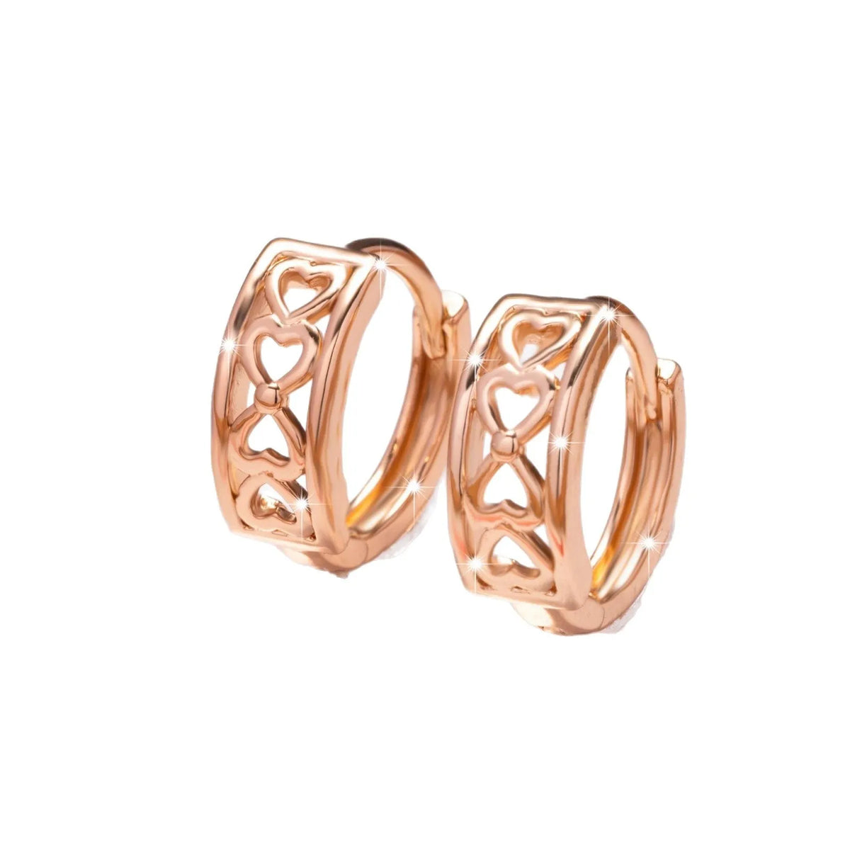 Love Glossy Hollow Ear Clip in rose gold, copper electroplated clip-on earrings, one pair, heart cut-out design