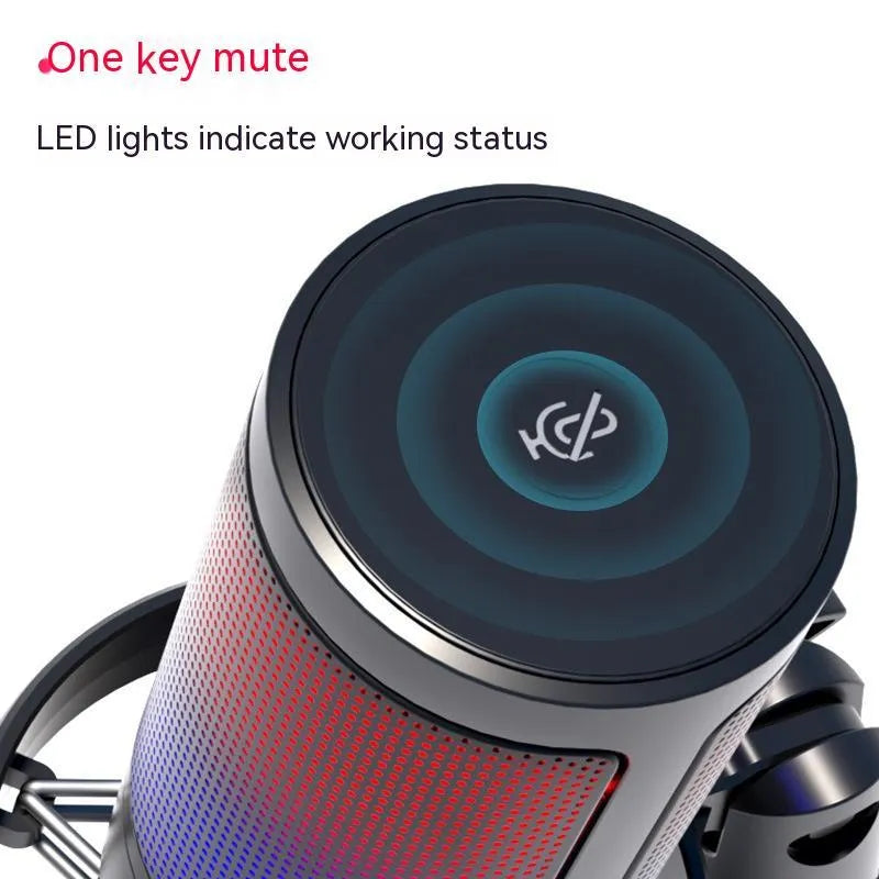 RGB condenser microphone with 150cm cable for computer live streaming