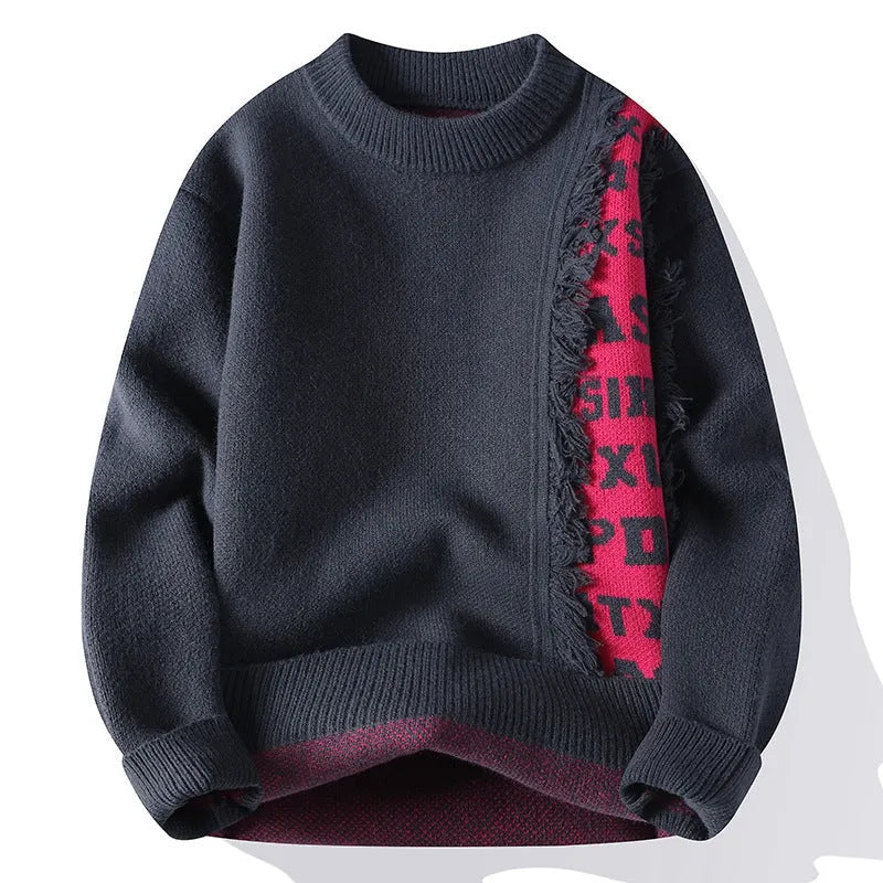 Men's loose fit knitted pullover with long sleeves and ribbed hem in multiple colours