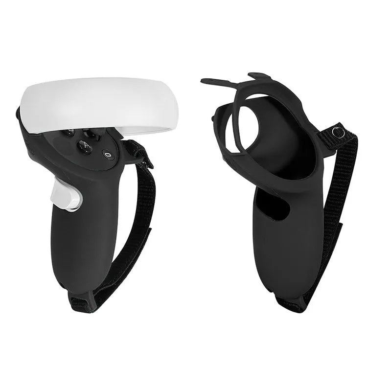 Black silicone glasses accessories set with temple sleeves, handle grips, and eye mask
