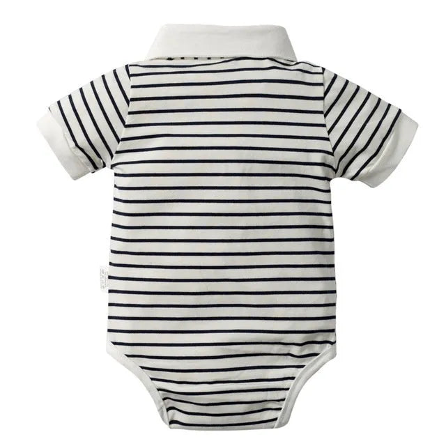 Baby sling set three-piece 100% cotton short sleeve stripe clothing with detachable hood in beige and brown stripes